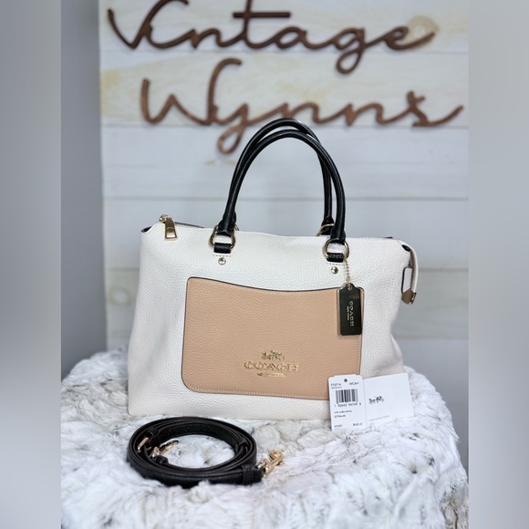 Coach Emma Neutral Leather Color Block Hand Bag Crossbody w/ Dust Bag EUC 🤩🤩 - Picture 1 of 14